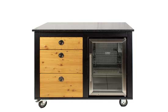 Merklinger Mobiles MERKLINGER Modul MARIA mit drei Schubladen und Glastür-Kühlschrank auf Rollen