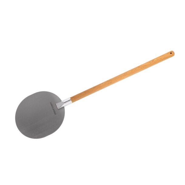 „MERKLINGER Pizzaschaufel mit Edelstahlblatt und langem Holzgriff.“