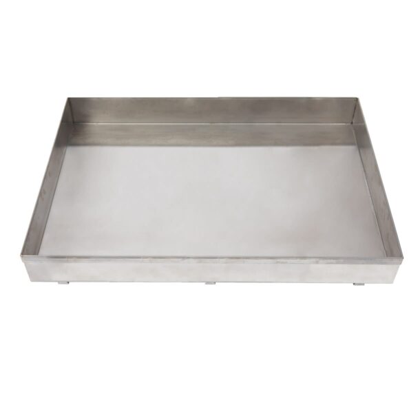 Merklinger Brat- und Fettwanne aus Edelstahl mit hohem Rand und stabilen Füßen.“