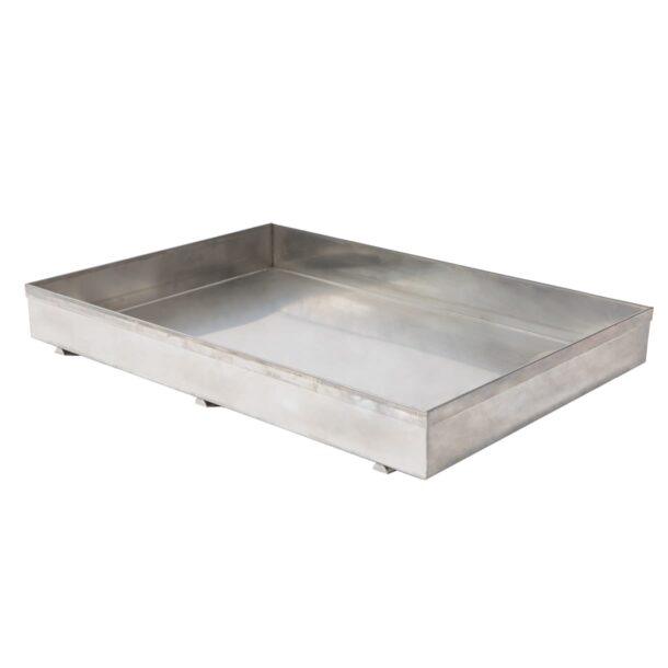 Merklinger Brat- und Fettwanne aus Edelstahl mit hohem Rand und stabilen Füßen.“