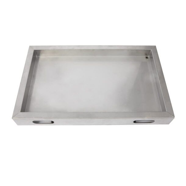 Merklinger Brat- und Fettwanne aus Edelstahl mit hohem Rand und stabilen Füßen.“